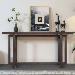 HDZNVF 59 Inch Narrow Console Table, MDF Entryway Sofa Table for Hallway, Living Room, Espresso - 1 of 4