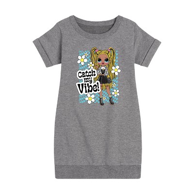 - LOL Surprise! - Catch My Vibe Graphic Short Sleeve Fleece Dress