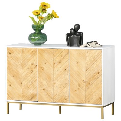 NicBex Sideboard Buffet Cabinet with 3 Doors Modern Kitchen Cabinet with Adjustable Shelf and Metal Legs,Suitable for Kitchen,Living Room