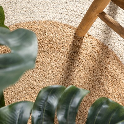 Oceana Cream/Natural Handcrafted Jute 6' Round Area Rug