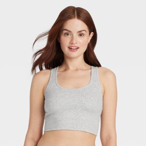 Women's Cotton Blend Ribbed Cropped Tank Top - Auden™ - 1 of 4