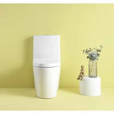 1.1/1.6 GPF Dual Flush 1-Piece Elongated Toilet with Soft-Close Seat - Gloss White,Modern,27.17'' x 15.55'' x 30.71''(2.26*1.30*2.56ft)