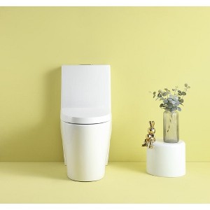 1.1/1.6 GPF Dual Flush 1-Piece Elongated Toilet with Soft-Close Seat - Gloss White,Modern,27.17'' x 15.55'' x 30.71''(2.26*1.30*2.56ft) - 1 of 4
