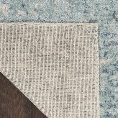 Astra Blue Ivory Flat Woven Synthetic Runner Rug 2'2" x 8'