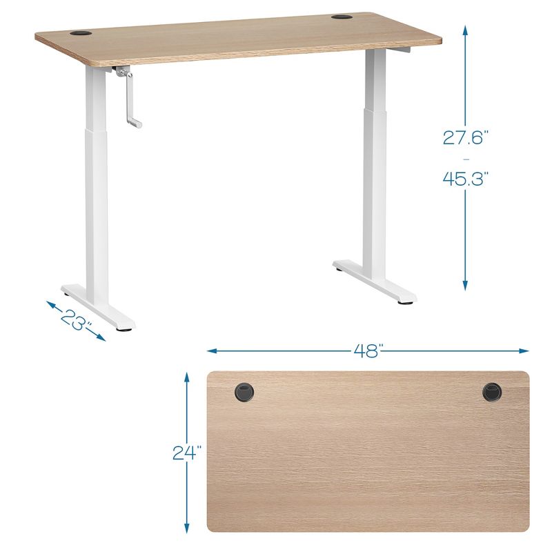 Costway 48'' Sit Stand Desk Adjustable Standing Workstation w/Crank Handle, 3 of 11