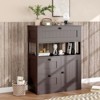 Hyleory Cabinet Wooden Storage Organizer with 1 Door and 3 Drawers, Free-Standing Cupboard for Kitchen/Living Room/Bathroom Use - 2 of 4