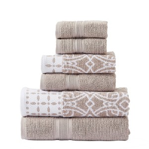 Modern Threads 6 Piece Yarn Dyed Jacquard/Solid Towel Set, Monroe. - 1 of 4