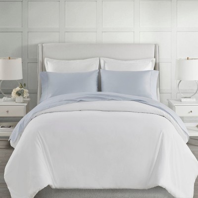 4 Pcs 100% Cotton 500 Thread Count Sheet Set, Solid Color Ultra Soft Bedding, Deep Pocket Flat/Fitted Sheet for All Seasons