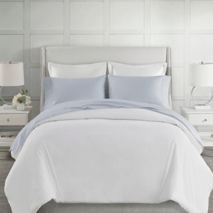 4 Pcs 100% Cotton 500 Thread Count Sheet Set, Solid Color Ultra Soft Bedding, Deep Pocket Flat/Fitted Sheet for All Seasons - 1 of 4