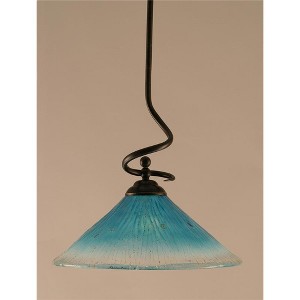 Toltec Lighting Capri 1 - Light Pendant in  Dark Granite with 16" Teal Crystal Shade - 1 of 1
