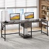 Tribesigns 78.74 Inch Extra Long Desk, Double Desk with 2 Drawers, Two Person Desk Long Computer Desk with Storage Shelves - 2 of 4