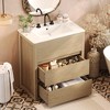 ORRD 30" Bathroom Vanity w/ Ceramic Sink, 2 Soft-Close Drawers - Freestanding Natural Wood Vanity with Modern 45° Handle Design - 4 of 4
