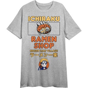 Naruto Shippuden Ichiraku Ramen Shop Crew Neck Short Sleeve Athletic Heather Women's Night Shirt - 1 of 2
