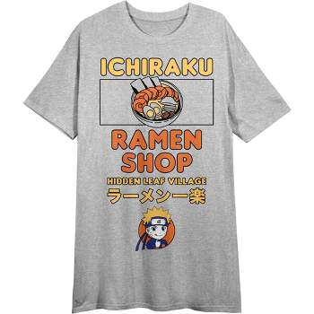 Naruto Shippuden Ichiraku Ramen Shop Crew Neck Short Sleeve Athletic Heather Women's Night Shirt
