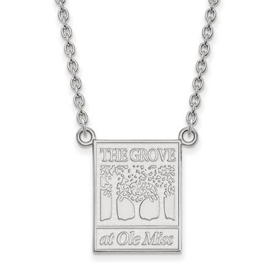 Black Bow Jewelry 10k White Gold Mississippi Rebels NCAA Necklace 18 Inch