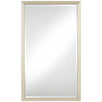 Noble Park Le'Maille Rectangular Vanity Decorative Wall Mirror Modern Beveled Glass Shiny Soft Gold Wood Frame 24" Wide for Bathroom Living Room Home