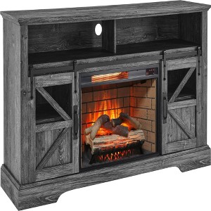 NAYSAYE Indoor Fireplace TV Stand Overheating Protection Adjustable Flame for Living Room, Dark Gray, 60"*15.75"*32" - 1 of 4