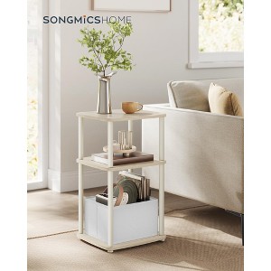 3-Tier End Table with Fabric Basket, Steel Frame Nightstand, Toolless Assembly Storage Side Table for Bedroom, Living Room, Modern Design - 1 of 4