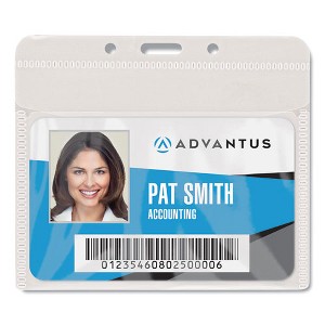 Advantus PVC-Free Badge Holders, Horizontal, Clear 4.5" x 4" Holder, 4.13" x 3.25" Insert, 50/Pack - 1 of 3
