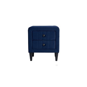 Poundex,2-Drawer Velvet Upholstered Nightstand - 1 of 4