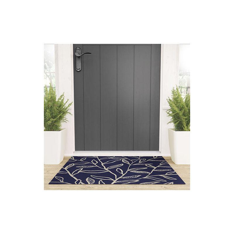 Alisa Galitsyna Navy Blue Patterned Leaves Welcome Mat - Society6, 2 of 6