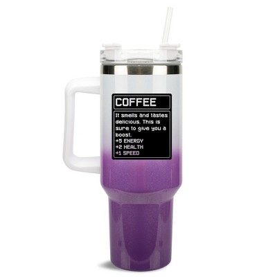 100 North Coffee Energy Video Game Screen Wrap-Around 40 Oz. Stainless Steel Water Bottle Coffee Mug, Spill & Leak Resistant, Travel Tumbler with
