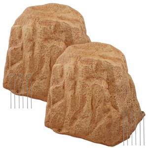 Sunnydaze Outdoor Polyresin Landscape Rock with Stakes - 21.5" - 1 of 4