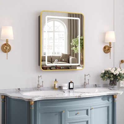 Lighted Medicine Cabinet with Mirror Wall Mounted Bathroom Mirror with Storage