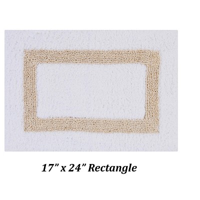 White and Sand Cotton Reversible Bath Rug Set
