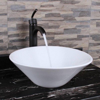 LOVMOR 16.7" Ceramic Round Above Counter Bathroom Sink Vanity Sink Art Basin