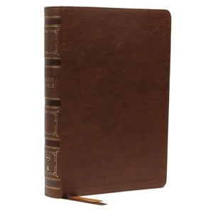 Nkjv, Single-Column Wide-Margin Reference Bible, Leathersoft, Brown, Red Letter, Comfort Print - by  Thomas Nelson (Leather Bound) - 1 of 1