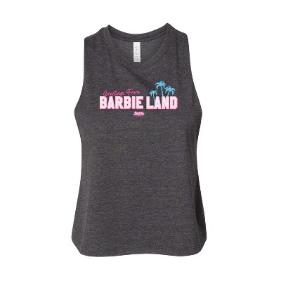 Women's Barbie Greetings from Barbie Land Graphic Racerback Tank - Heather Charcoal - Small