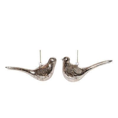 Transpac Glass 6 in. Gold Christmas Mercurial Ornament Set of 2