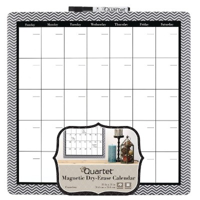 Quartet 14" Square Frameless Magnetic Dry Erase Calendar - Chevron Border
