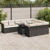 vidaXL Patio Sofa Set with Cushions Corner Sofa Sections 11 Piece Poly Rattan - Black and Cream - 2 of 4