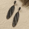 SOHI Women's Antique Silver Contrast Intricate Oval Drop Earrings - 2 of 4