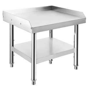 Equipment Grill Stand Table|Stainless Steel -1000 lbs Top Shelf, 220 lbs Bottom Shelf|Adjustable Legs with 2"Edge Baffle|Ideal for Kitchens - 1 of 4