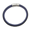 Chisel Stainless Steel Polished Blue and Black Faux Leather 8.25" Bracelet - 2 of 4