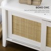 Aghana Digitals Boho Rattan Entryway Storage Bench with 2 Sliding Doors, Pine Legs & MDF Body - White 31.50×13.80×17.80 in - 4 of 4
