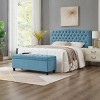 Fabric Upholstered Tufted Storage Bench,Linen Upholstered Entryway Bench Living Room Padded Seat with Armrest,Bed Bench-Cuddlewood - 3 of 4