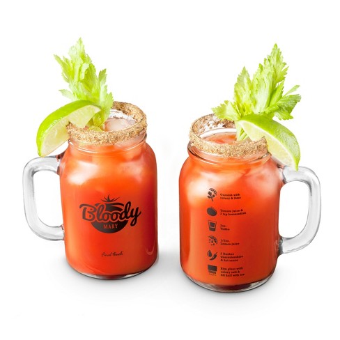 Final Touch 20 Ounce Bloody Mary Mason Jar Glass, Set of 2