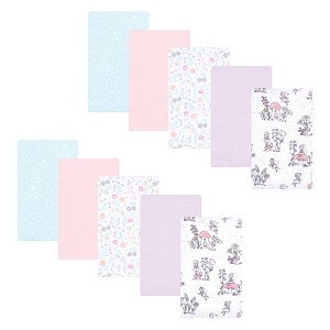 Hudson Baby Infant Girl Flannel Burp Cloth 10pk, Garden Fairies, One Size - 1 of 4