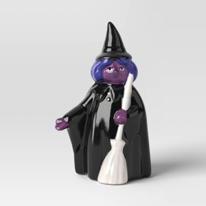 Ceramic Mantle Witch Figural with Broom Figurine - Hyde and EEK! Boutique™ Black - 1 of 3