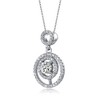 White gold plated necklace with double halo drop solitaire pendant, featuring a stunning center stone surrounded by two sparkling halos - 3 of 3