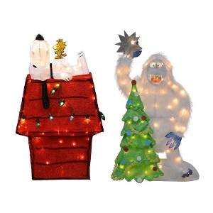 ProductWorks Peanuts 32" Snoopy & Woodstock and 32" Bumble w/ Tree Decorations - 1 of 4