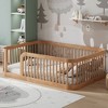 Whisen Wood Twin Size Wood Floor Bed Frame with Fence - 2 of 4