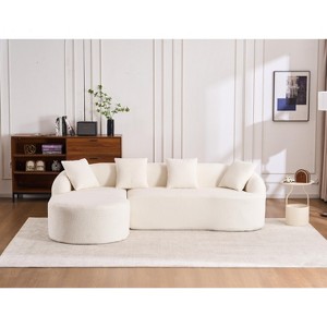TiramisuBest LY-003 Beige White Deep Seat Compression Sofa 3 Seater with Beige for sofa - 1 of 4