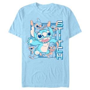 Mens Lilo & Stitch Blue Stitch Faces T Shirt - 1 of 4