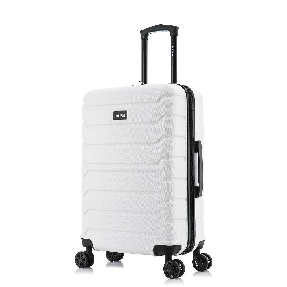 Photos - Luggage InUSA Trend Lightweight Hardside Medium Checked Spinner Suitcase - White 