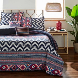Full/Queen Kilim Stripe Comforter Set Indigo - Azalea Skye, Blue
